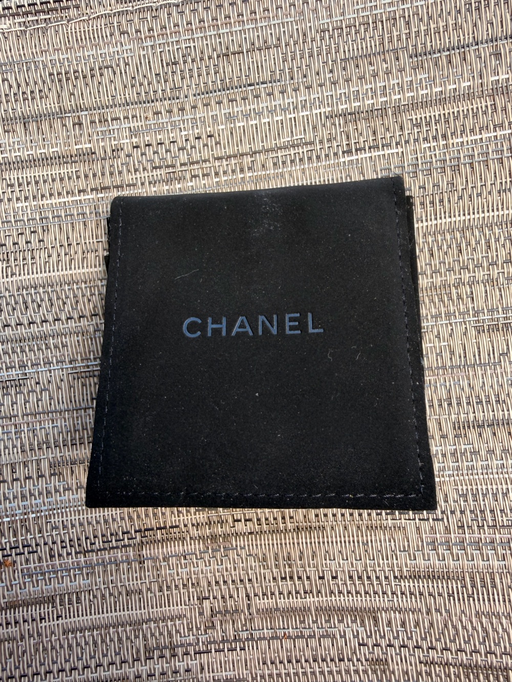 CHANEL Black Suede Men's Card & Key Pouch with Logo